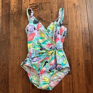 Vintage Diane Von Furstenberg, one piece bathing suit fish size 6-8